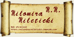 Milomira Mileticki vizit kartica